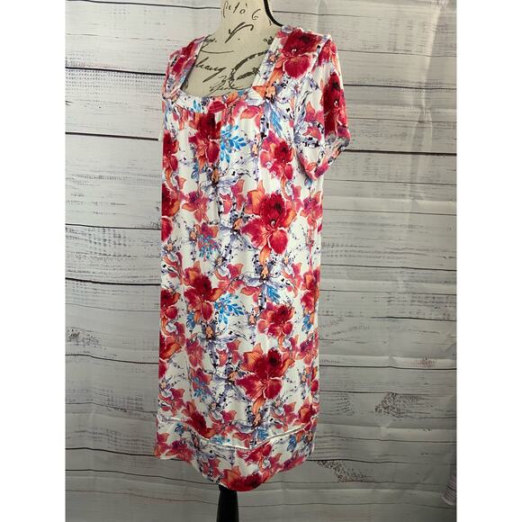 Soft Surroundings Nightgown Womens Pm Floral Colorful Pockets Square Neck - Picture 3 of 11